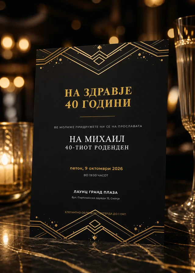 Златна роденденска покана