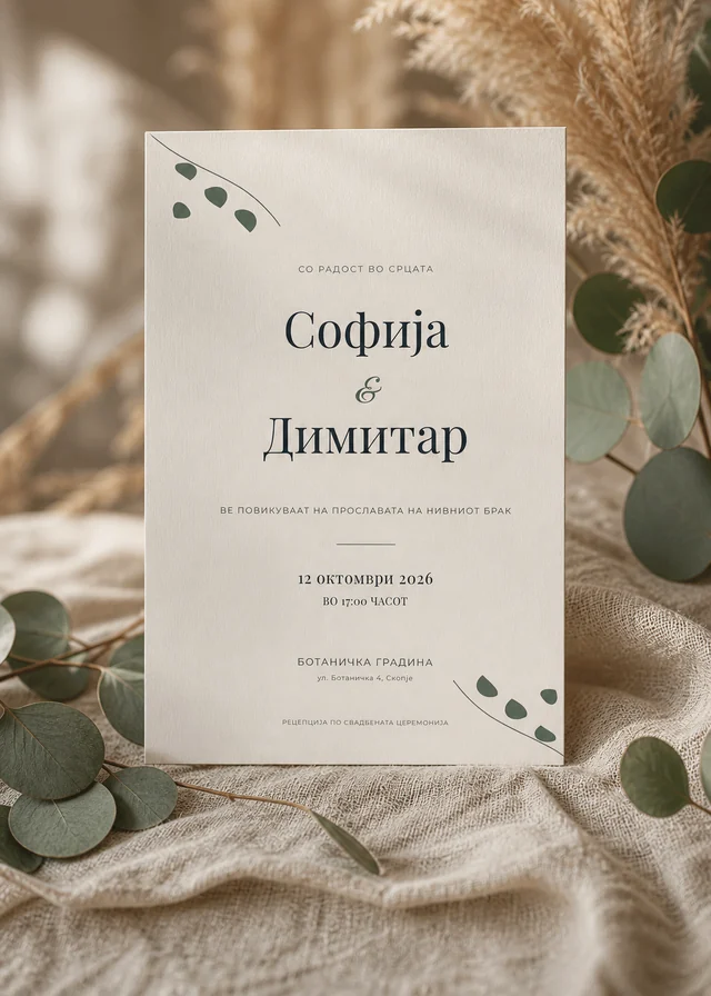Ботаничка бо хо свадбена покана