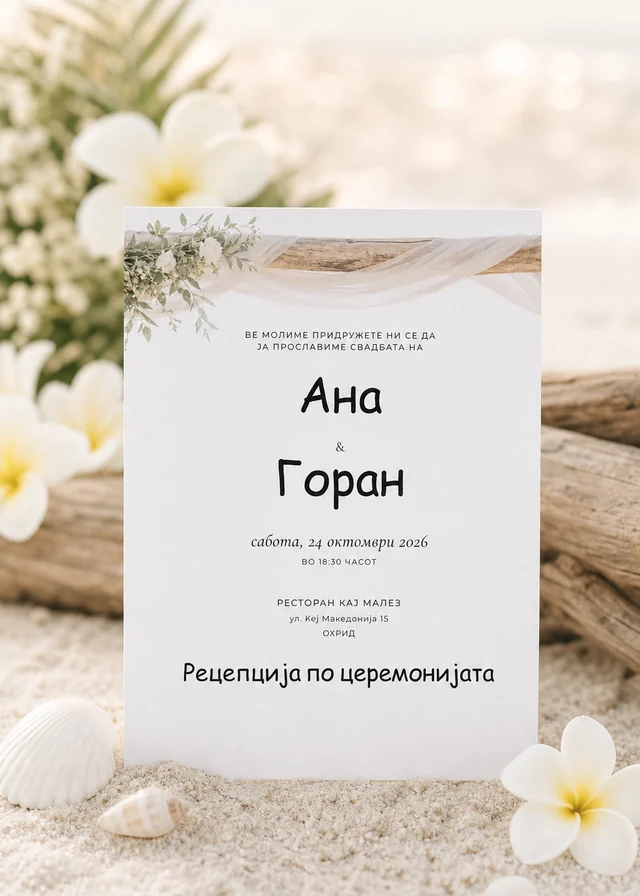 Плажна свадбена покана