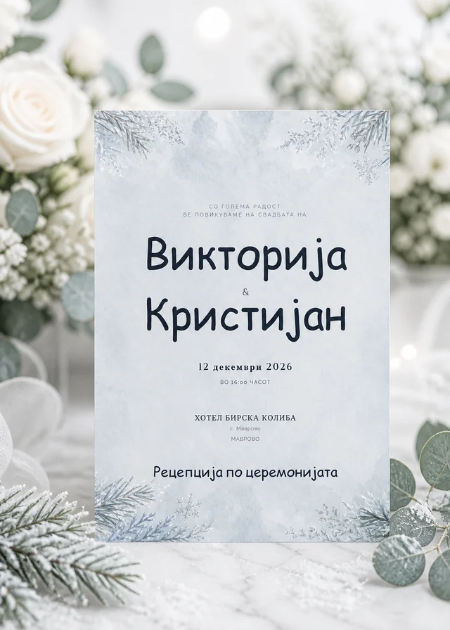 Зимска свадбена покана
